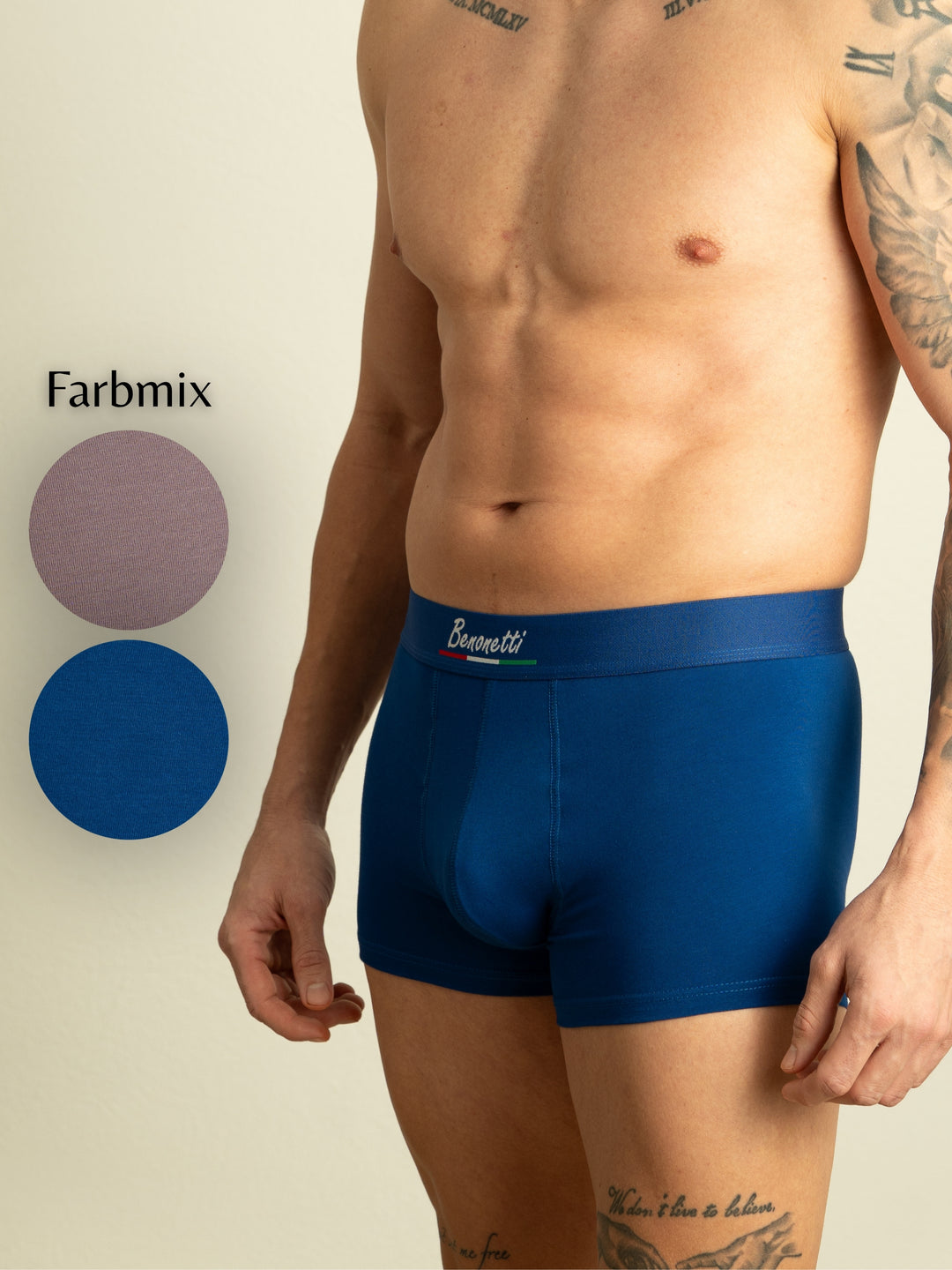 Benonetti Premium Herren Boxershorts Bundel, Azurblau &amp; Lila - 6er Pack