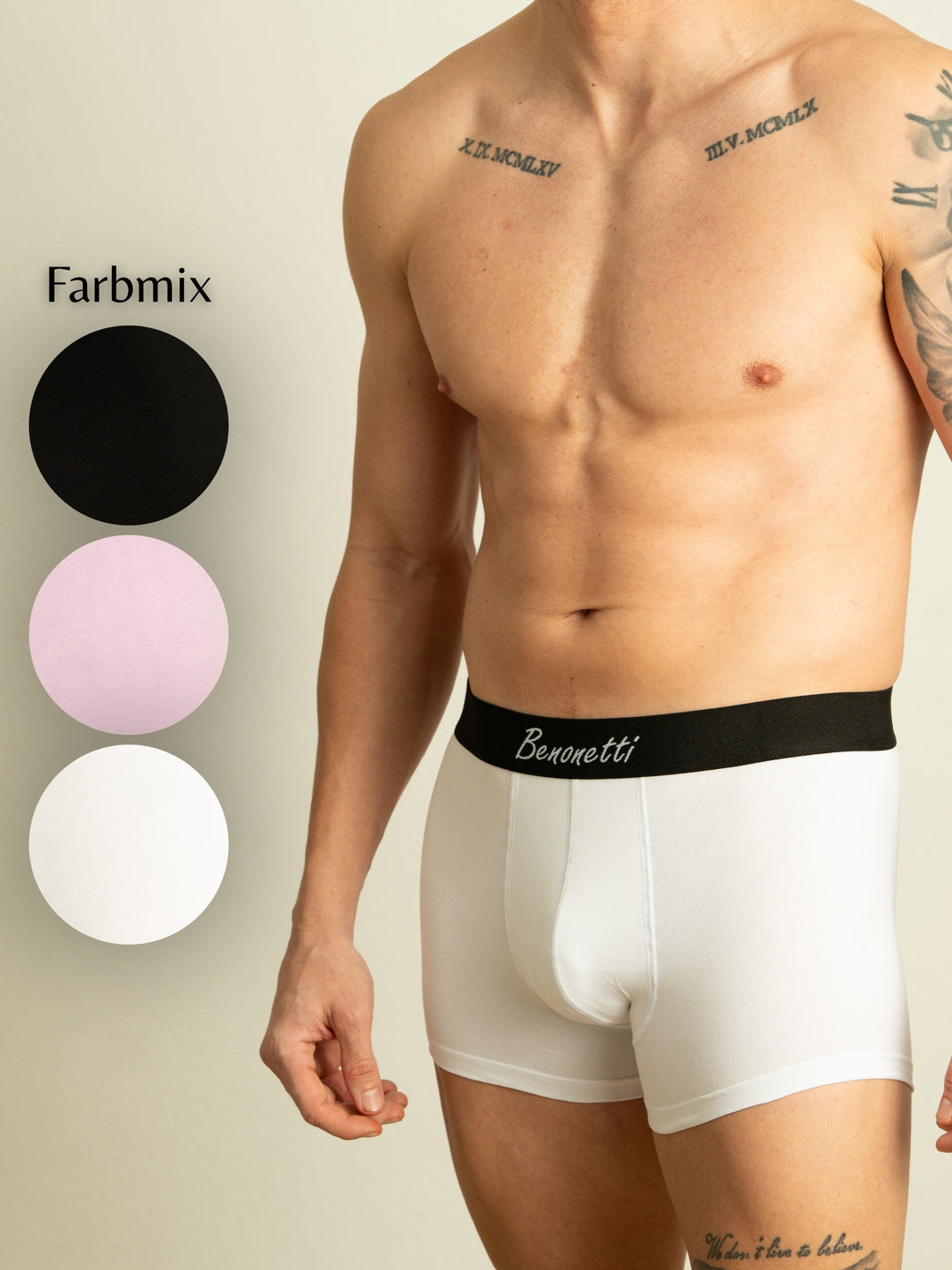 Benonetti Herren Boxershorts, Schwarz, Weiß, Flieder - 3er &amp; 6er Pack