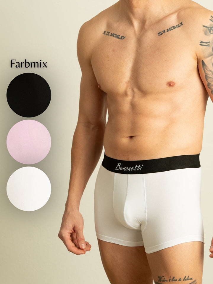 Benonetti Herren Boxershorts, Schwarz, Weiß, Flieder - 3er &amp; 6er Pack