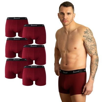 Benonetti Herren Boxershorts, Weinrot - 3er & 6er Pack