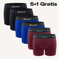 Benonetti Herrenboxershorts - Blau, Schwarz und Weinrot - 6er Pack